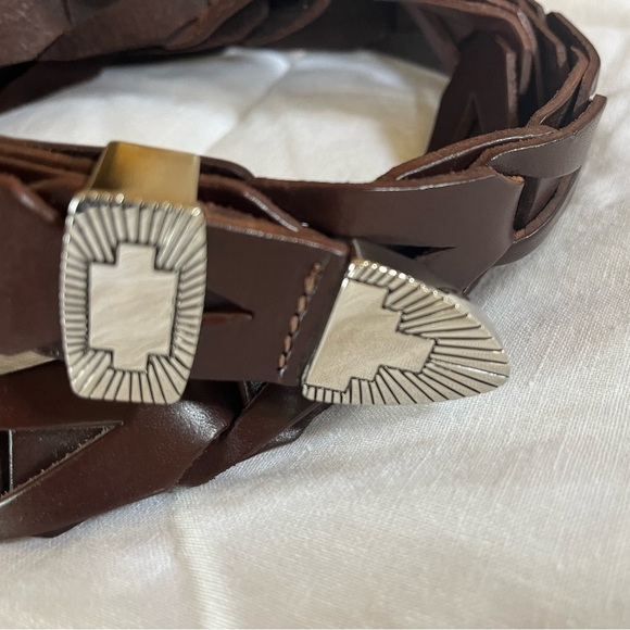 Unbranded Southwestern Style Brown leather Belt with silver hardware sz 34 - Picture 7 of 11